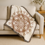 Spirit Medallion Throw — 1970s Ornate Circle Woven Blanket