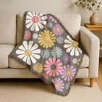 🌸 Flower Power Throw — 1960s Daisy Woven Blanket