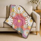 🌈  Over The Rainbow Throw — 1960s Flower Power Woven Blanket