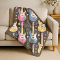 Rock Flame Throw — 1980s Guitar Fire Woven Blanket
