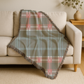 Electric Tartan Throw — 1990s Teal & Red Plaid Woven Blanket