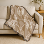 Macramé Heart Throw — 1970s Bohemian Love Woven Blanket