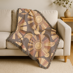 🌻  Tawny Bloom Throw — 1970s Art Nouveau Woven Blanket