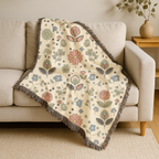 Meadow Ditsy Throw — 1940s Folk Floral Woven Blanket