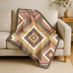 Kilim Star Throw — 1970s Aztec Geometric Woven Blanket