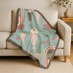 🎵🥤Vanilla Diner Throw — 1950s Jukebox Woven Blanket