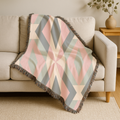 Diamond Lattice Throw — 1980s Pastel Elegance Woven Blanket