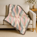 Diamond Lattice Throw — 1980s Pastel Elegance Woven Blanket