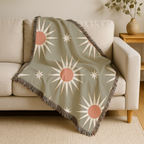 Solar Burst Throw — 1970s Starburst Woven Blanket