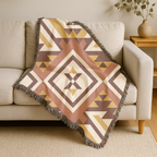 Canyon Weave Throw — 1970s Navajo Diamond Woven Blanket