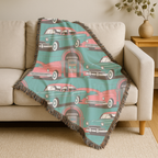 🎵 Rock Around Throw — 1950s Diner Jukebox Woven Blanket