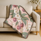 🍒 Orchard Blossom Throw — 1950s Cherry Garden Woven Blanket