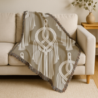 Macramé Circle Throw — 1970s Bohemian Macramé Woven Blanket