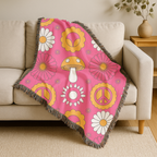 Woodstock Throw — 1960s Psychedelic Mandala Woven Blanket