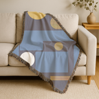🔵 Mondrian Throw — 1960s Bauhaus Geometric Woven Blanket