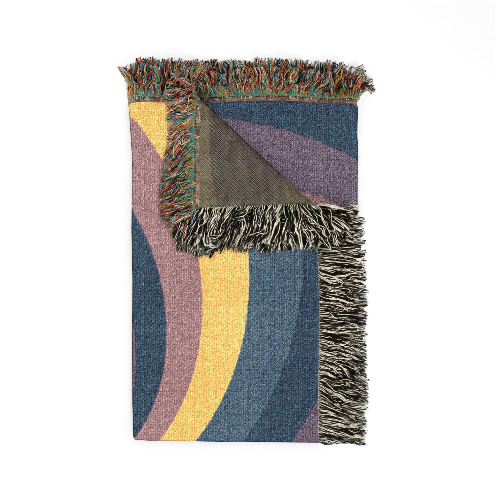 Hypnotic Throw — 1990s Psychedelic Swirl Woven Blanket