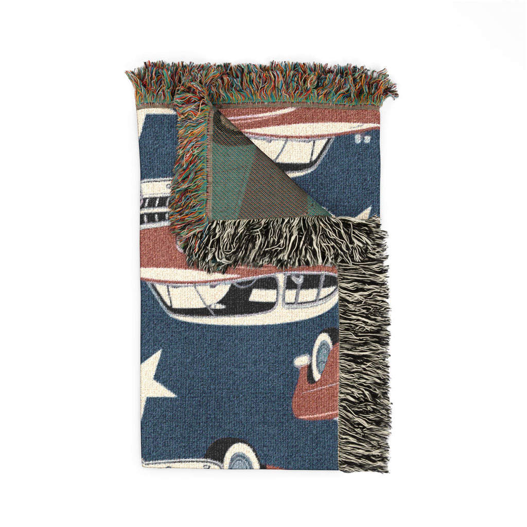 🚗 Cruisin' Throw — 1950s Classic American Car Woven Blanket
