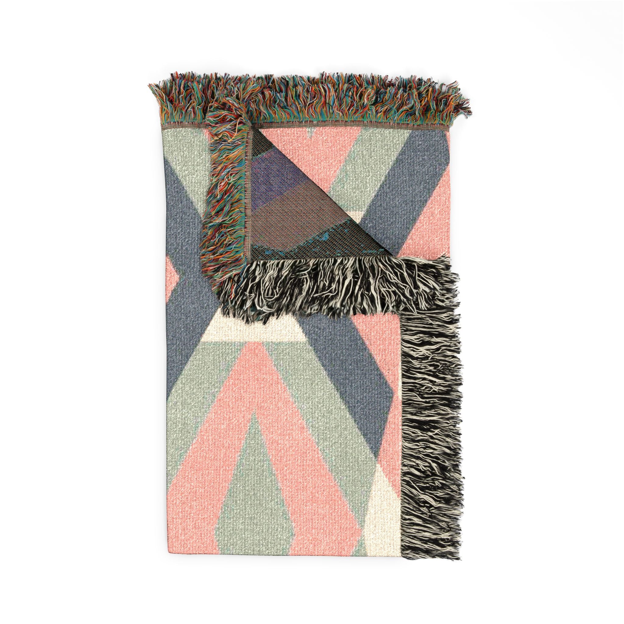 Diamond Lattice Throw — 1980s Pastel Elegance Woven Blanket
