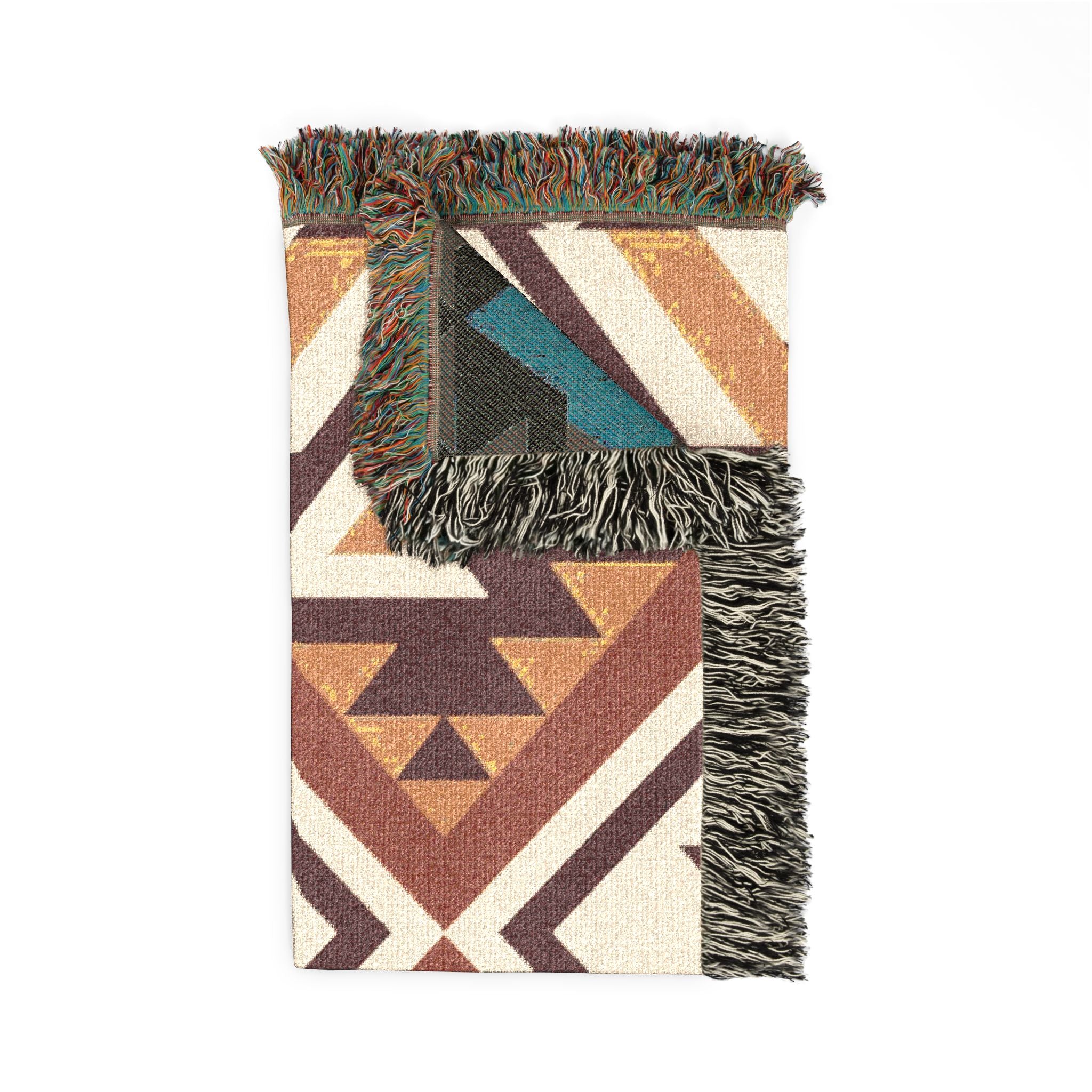 Kilim Star Throw — 1970s Aztec Geometric Woven Blanket