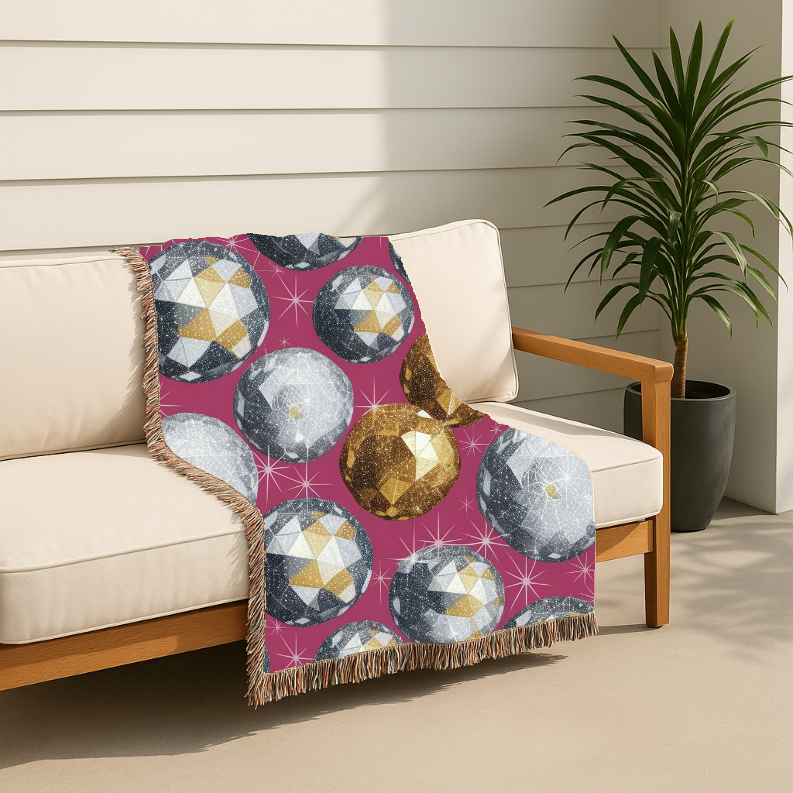 Disco Ball Throw — 1980s Studio Glamour Woven Blanket
