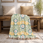 Daisy Wave Throw — 1950s Atomic Garden Woven Blanket
