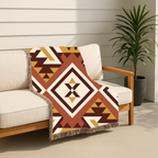 Canyon Weave Throw — 1970s Navajo Diamond Woven Blanket