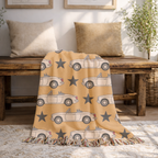 🚗 Top Down Throw — 1950s Convertible Star Woven Blanket