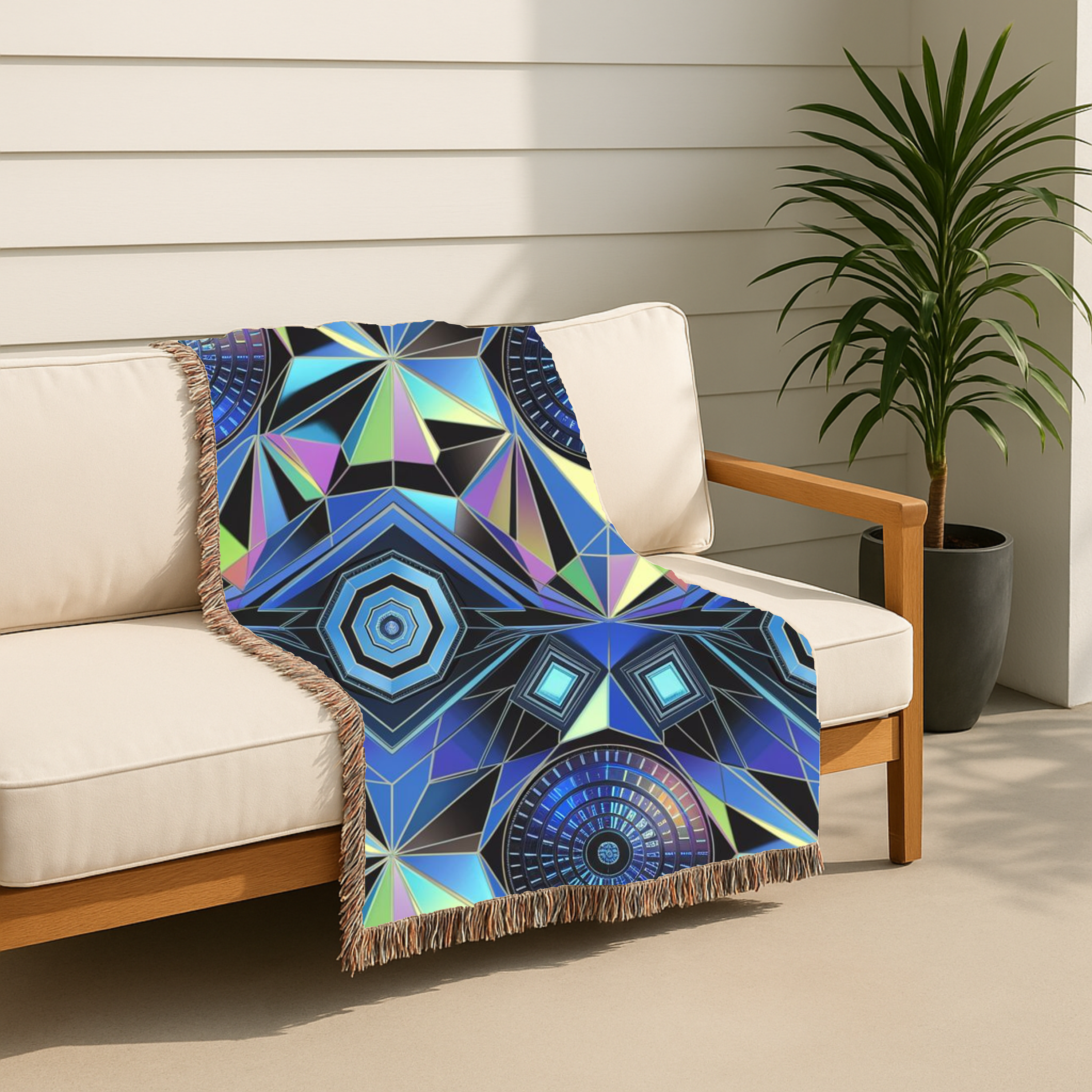 Crystal Throw — 2000s Y2K Kaleidoscope Gem Woven Blanket