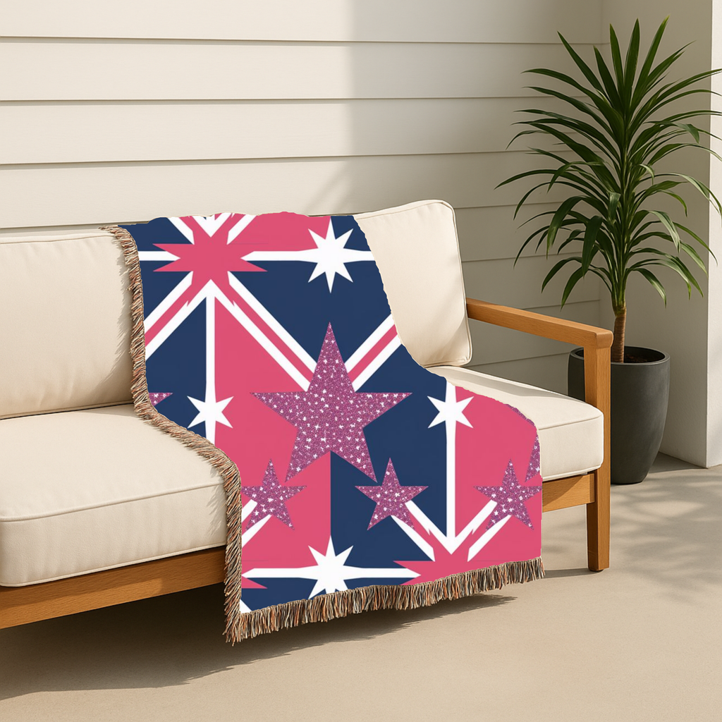 Cool Britannia Throw — 1990s Union Jack & Star Woven Blanket