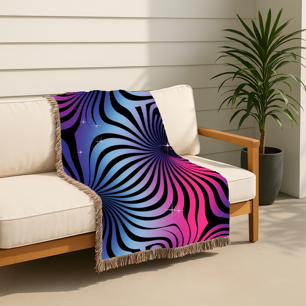 Supernova Throw — 2000s Y2K Stripe Sunburst Woven Blanket