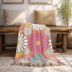 🌈  Over The Rainbow Throw — 1960s Flower Power Woven Blanket