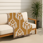 Macramé Tassel Throw — 1970s Bohemian Circle Woven Blanket