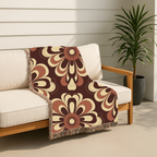 Baroque Bloom Throw — 1970s Medallion Woven Blanket