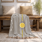 💛 Solar Op Throw — 1960s Op Art Woven Blanket