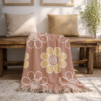Spiral Daisy Throw — 1970s Retro Outline Woven Blanket