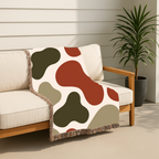 River Stone Throw — 1970s Abstract Organic Woven Blanket