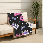 Mixtape Throw — 1980s Boombox & Cassette Woven Blanket