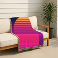 Sunset Grid Throw — 1980s Retrowave Glow Woven Blanket