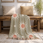 Solar Burst Throw — 1970s Starburst Woven Blanket