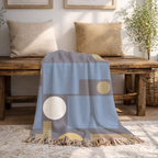 🔵 Mondrian Throw — 1960s Bauhaus Geometric Woven Blanket