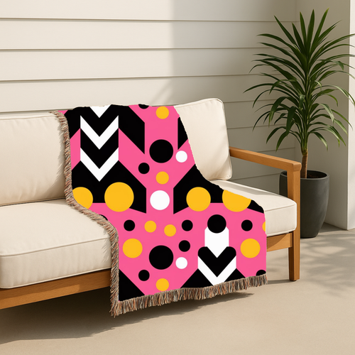 Chevron Pop Throw — 1980s Bold Graphic Woven Blanket