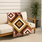 Kilim Star Throw — 1970s Aztec Geometric Woven Blanket