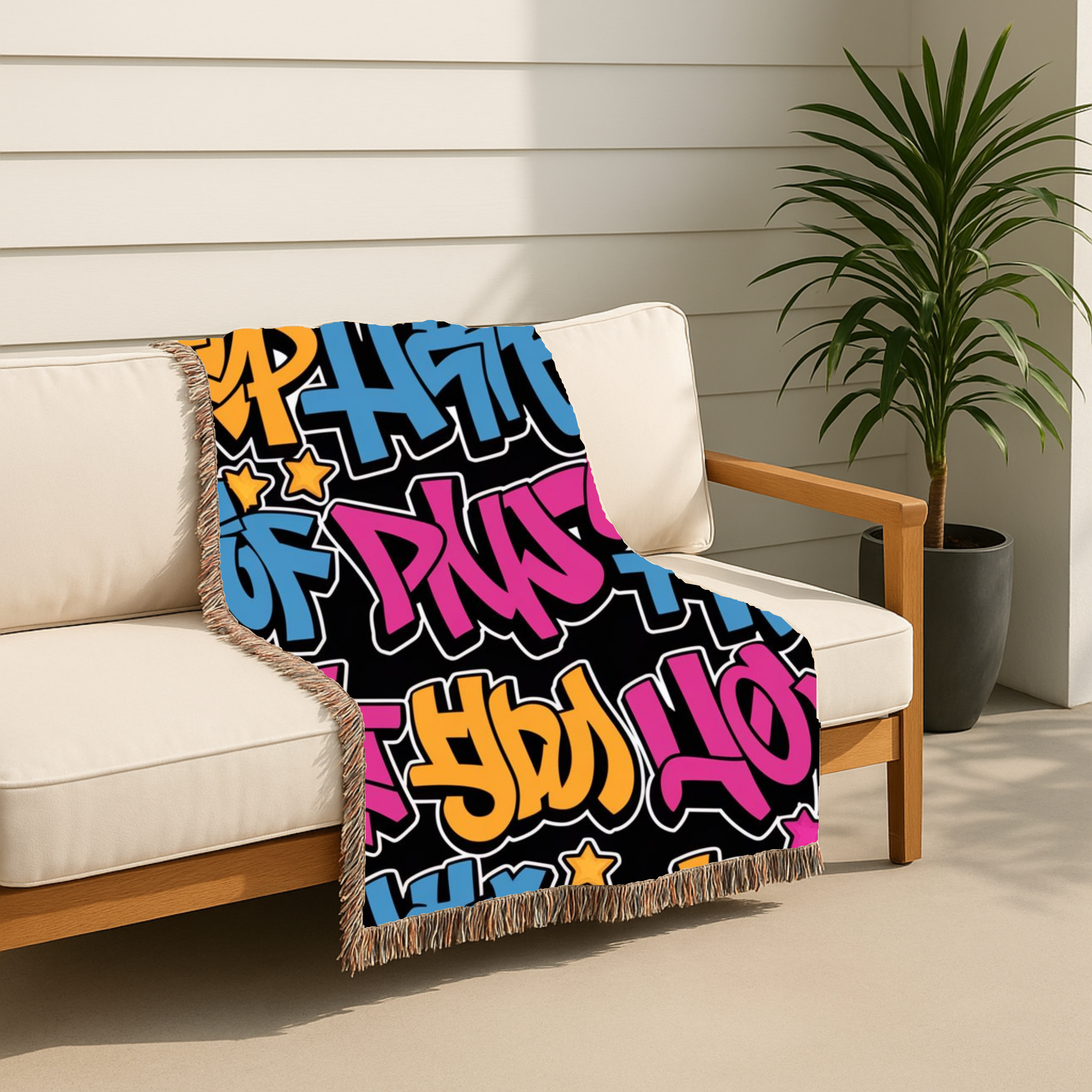 Graffiti Throw — 2000s Hip Hop Street Art Woven Blanket