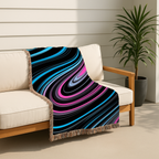 Neon Vortex Throw — 2000s Y2K Neon Flow Woven Blanket