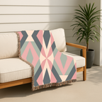 Diamond Lattice Throw — 1980s Pastel Elegance Woven Blanket