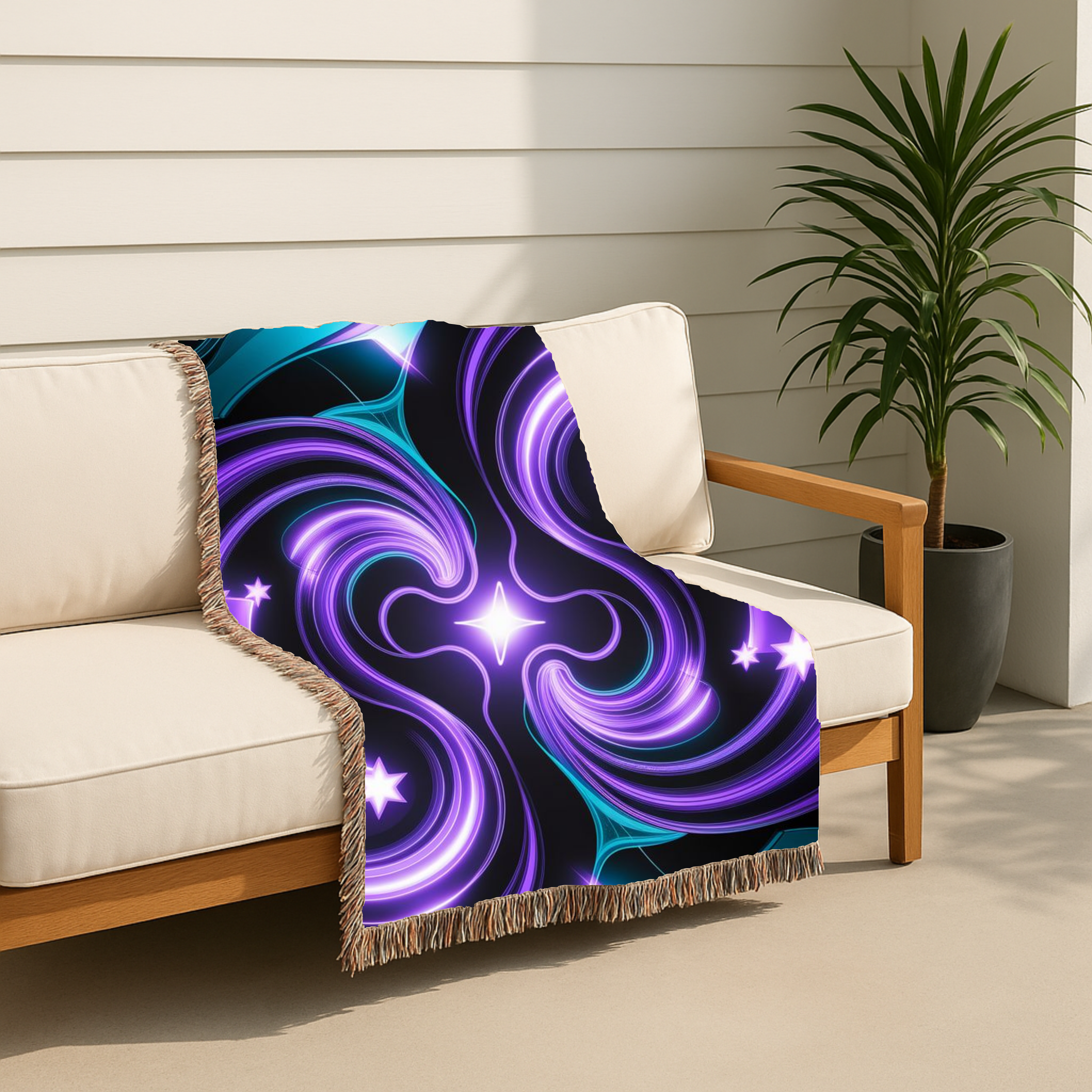 Nebula Throw — 2000s Y2K Neon Swirl Woven Blanket