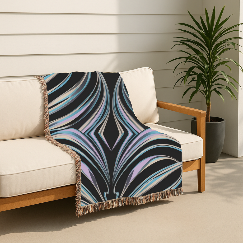 Aurora Throw — 2000s Y2K Iridescent Ribbon Woven Blanket