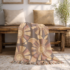 🌻  Tawny Bloom Throw — 1970s Art Nouveau Woven Blanket
