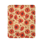1940s Crimson Poppy Field Woven Blanket - 1940s Bold Graphic Woven Blanket