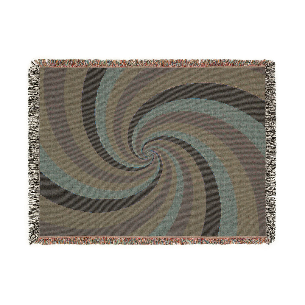 Hypnotic Throw — 1990s Psychedelic Swirl Woven Blanket